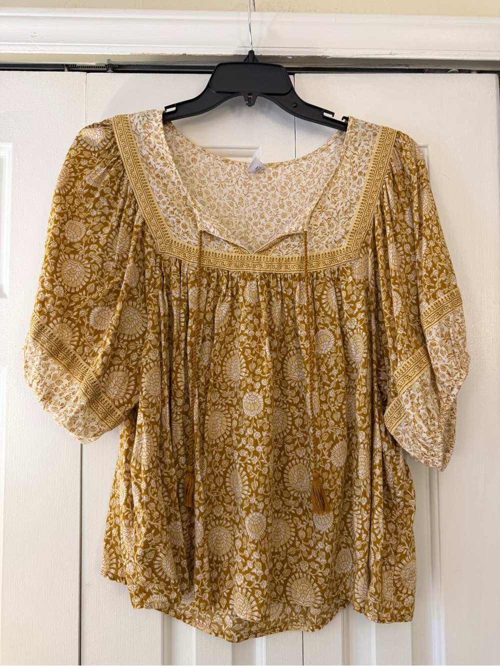 Old Navy Mustard Floral Peasant Tunic